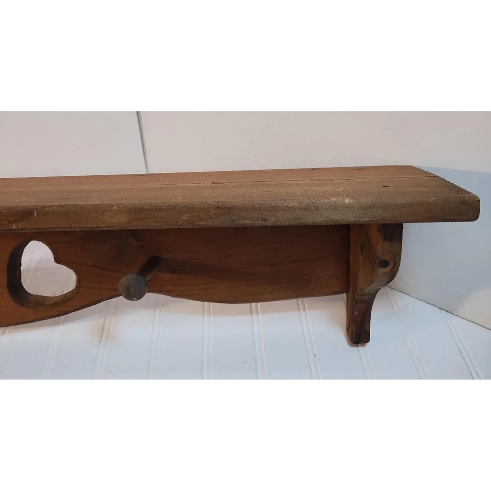Vintage Heart Cutouts Wood Wall Shelf 35